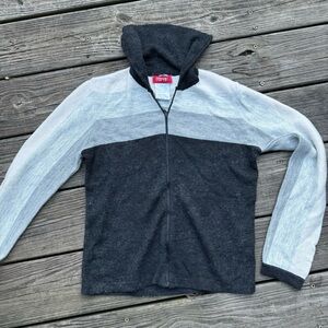 Vintage Esprit Gray Black Cream Full Zip Sweater- M